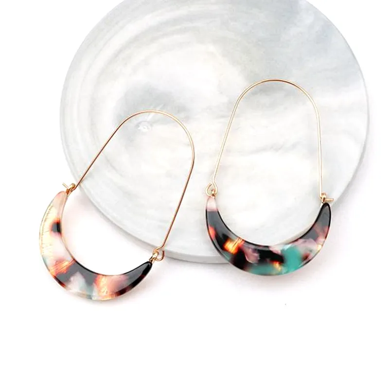 10Pair/lots Acrylic moon hoop earrings for women Modern Jewelry Vintage fashion woman female