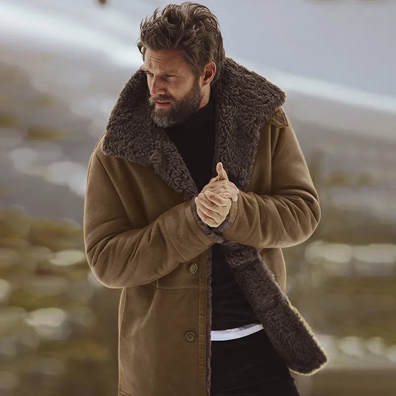 2019 Winter Men's Wool grossa de trincheira quente e longa roupa de botão sobrecarregando casacos de casacos à prova d'água jaqueta de inverno à prova de vento Drop Drop Thread