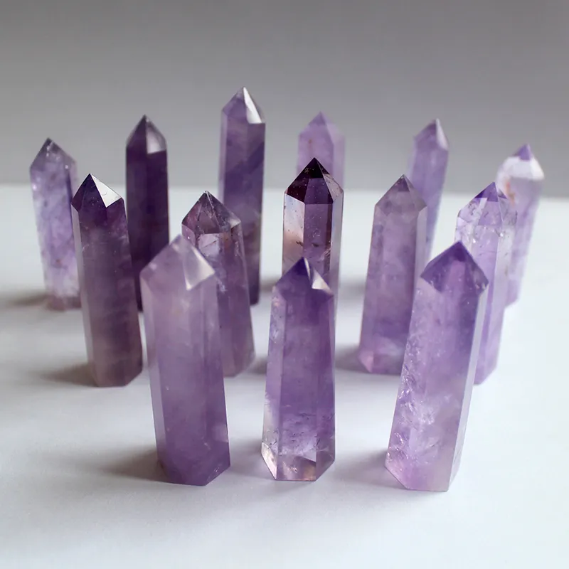 Naturalny Fioletowy Kryształ Kwarcowy Wieża Kwarc Purpurowy Kryształ Obelisk Wand Healing Crystal 5 CM 6cm 7cm