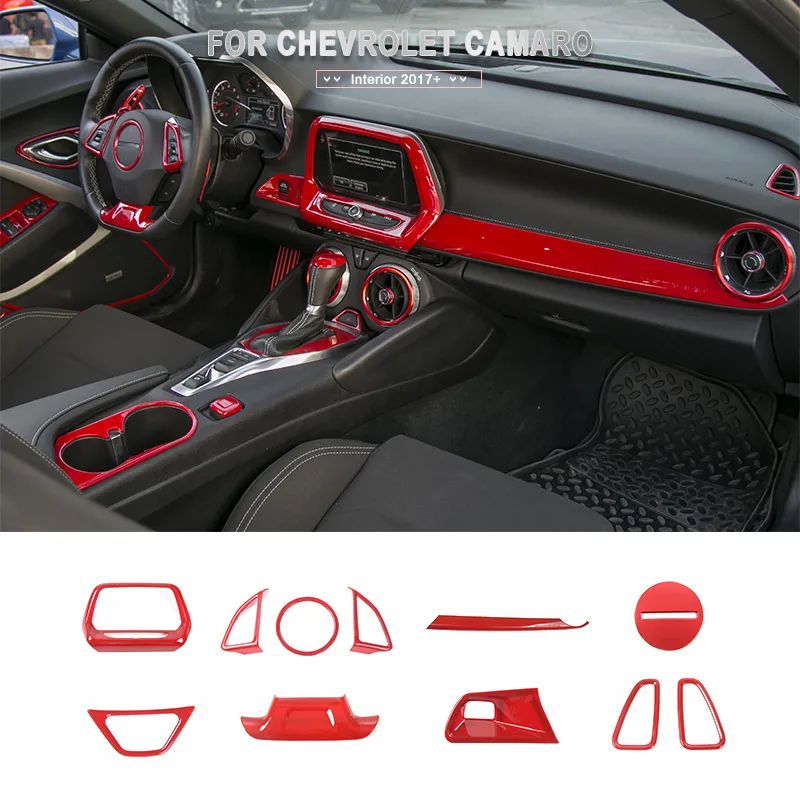 Volante / Kit interni di controllo centrale Copertura decorativa in ABS rosso per Chevrolet Camaro 2017+ Kit interni