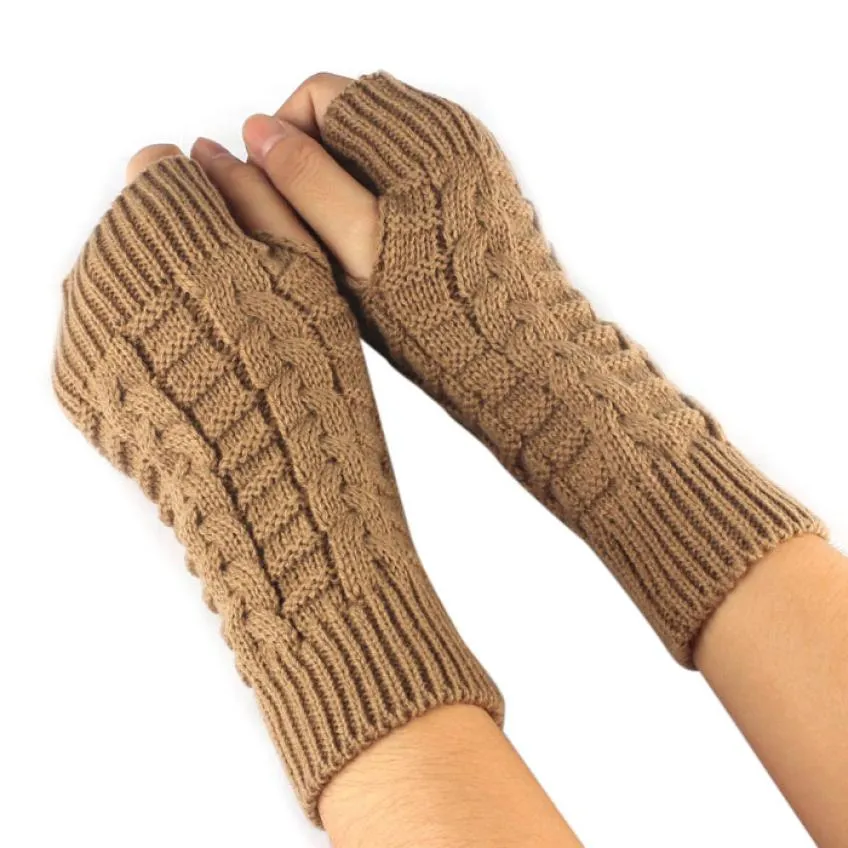 Fingerless Work Gloves 2-Pair Winter Knit Touchscreen Mittens
