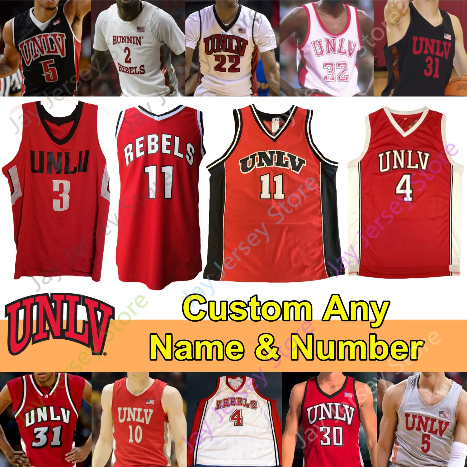 Camisetas de baloncesto UNLV Rebels Camiseta de baloncesto NCAA College Amauri Hardy Elijah Mitrou-Long Donnie Tillman Bryce Hamilton Cheikh Mbacke Diong Antonio Blair