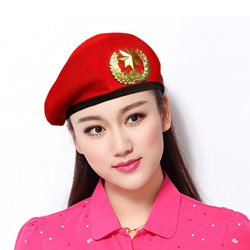 Summer Men Women Cotton Grid Beret Sailor Dance Hat Red Black Performance Cap Unisex Breathable Casual Army Caps