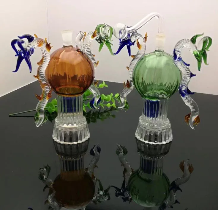 Dubbel Dragon Glass Vattenflaska Glas Bongs Oljebrännare Glas Vattenrör Oljeriggar Rökfritt