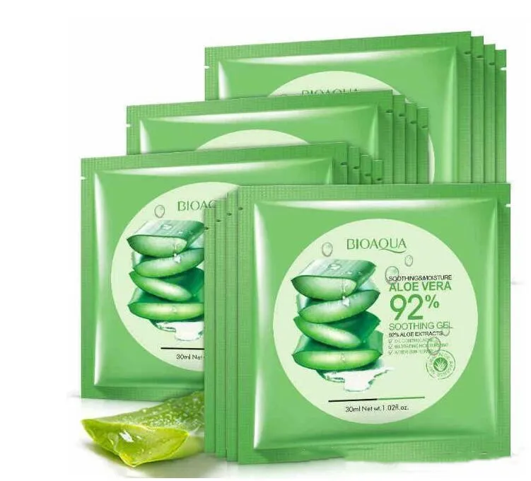 Ny ankomst bioaqua naturlig aloe vera gel ansiktsmask fuktgivande oljekontroll inslagna mask krymp porer ansiktsmask kosmetisk hudvård