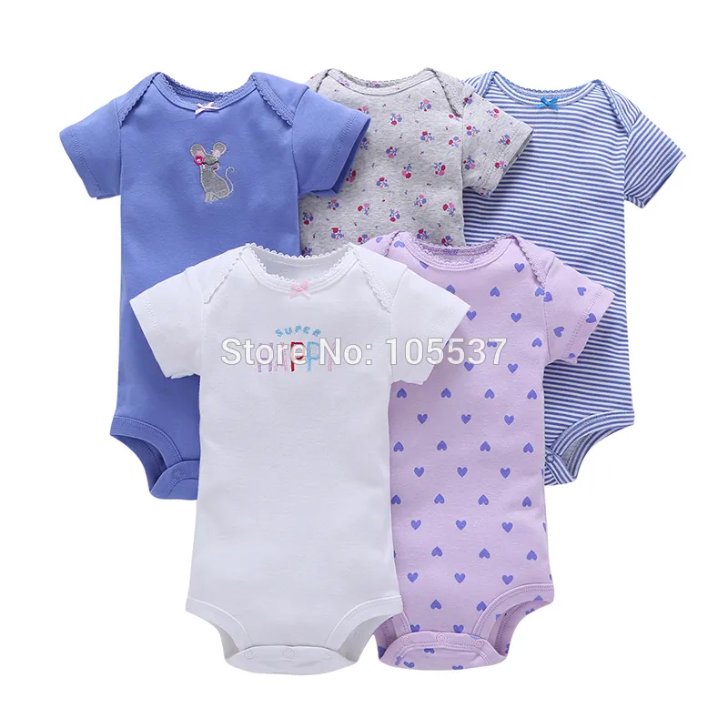 5PCS/PACK Toddler Infant NEW BRON BABY BOY GIRL CLOTHES cartoon short sleeves o-neck cartoon bodysuit Underwear Pajamas Clothes