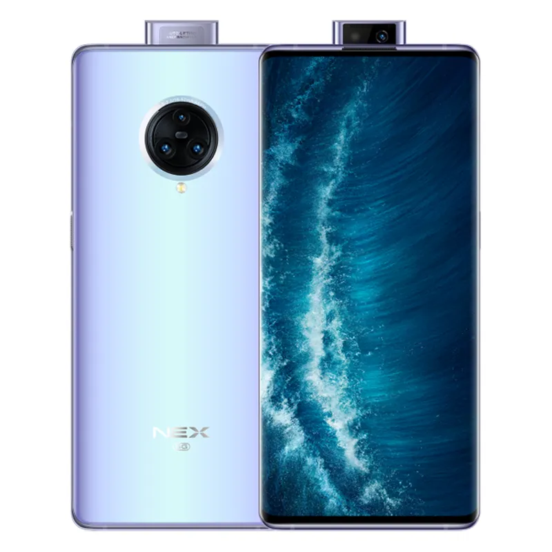 オリジナルvivo Nex 3S 5G携帯電話8GB RAM 256GB ROM Snapdragon 865オクタコア64MP AR HDR OTG NFC 4500MAH Android 6.89 "Amoledフルスクリーン指紋IDスマート携帯電話