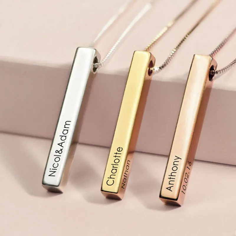 Custom engraved clearance bar necklace