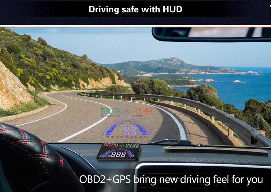 Head Up Display OBD2 Auto HUD GPS Windschutzscheibe Projektor Digital Meter  5,8 Zoll HUD Display Auto Auto Diagnose Tachometer Von 44,76 €