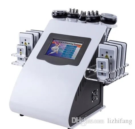 Nieuwe Hot 6 in 1 Cavitatie Vacuüm Radio Frequentie Machine voor SPA Fast 8 Pads Lipo Laser Afslank Machine