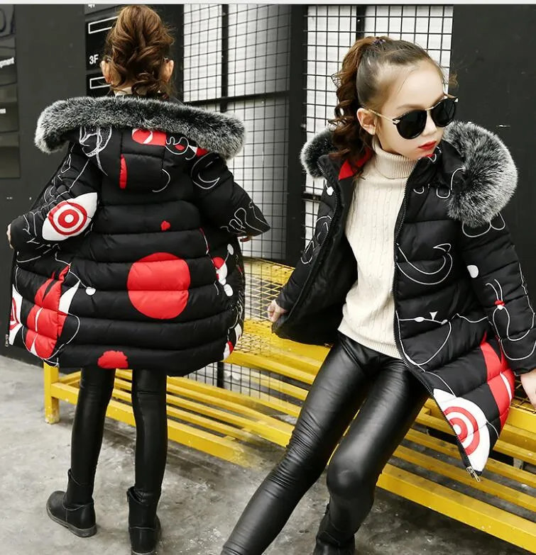 Teenage Girls 2019 New Black Red Thick Coat Winter clothes Wear Costume For Size 6 7 8 9 10 11 12 13 14 Years Child Down Jackets