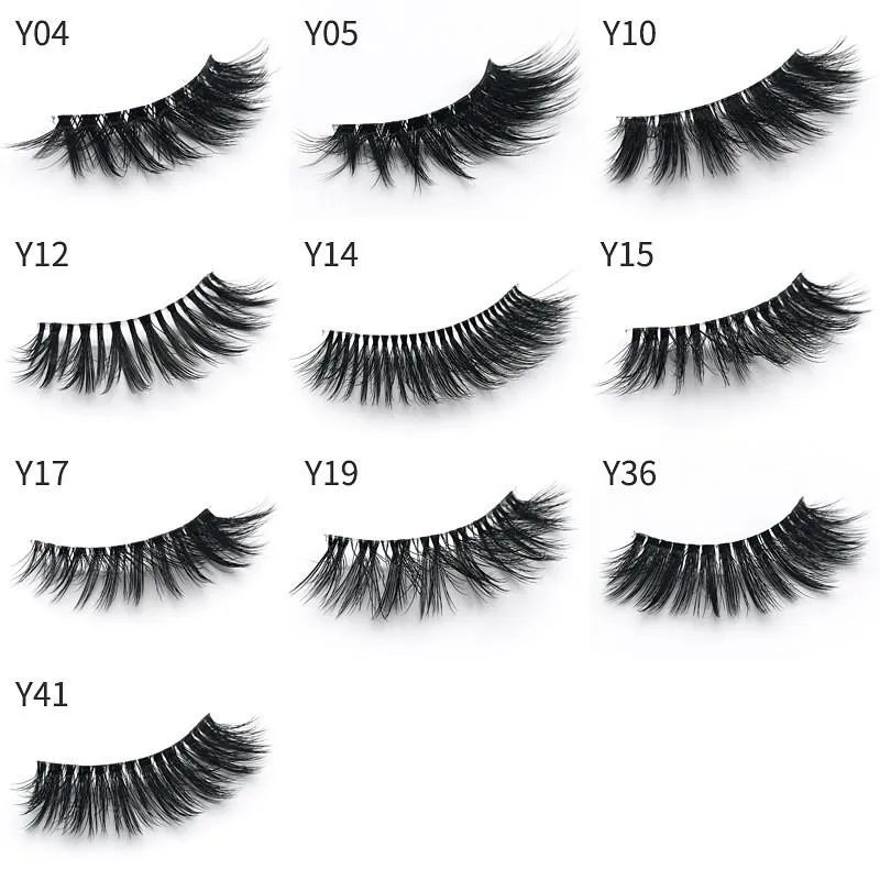 10Style utan logotyp Mink Eyelash False Eyelashes Natural Long Fake Eyelash Extension Thick Cross Faux 3D Mink Eyelashes Free DHL