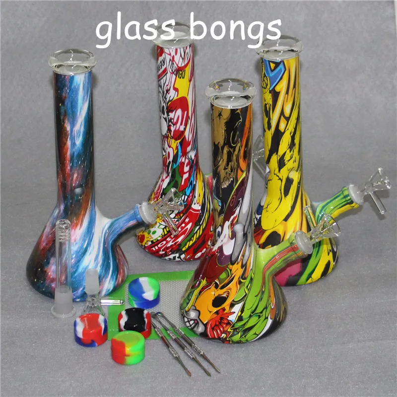 Hookahs mini bottom beaker bong glass 10.5" Ice water pipes 14mm dab oil rig bongs pipe smoking beakers hookah