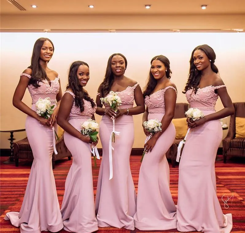 Robes de demoiselle d'honneur rose africaine filles noires été pays jardin fête de mariage formelle invité demoiselle d'honneur robes plus taille sur mesure
