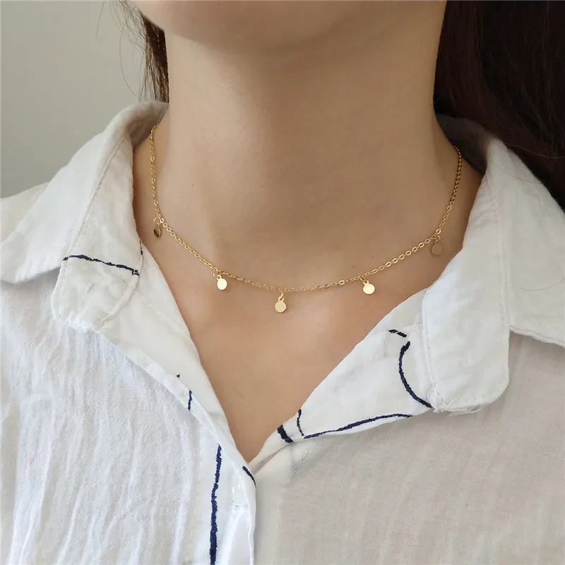 Authentieke 925 sterling zilveren kraag choker kettingen voor vrouwen eenvoudige kleine cirkel geometrische ketting Collares fijne sieraden chokers