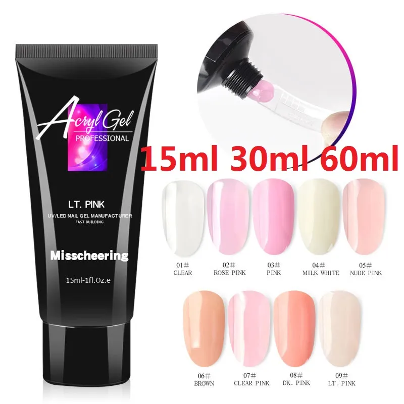 15 ㎖ 30ML 60ml의 크리스탈 확장 UV 네일 젤 확장 빌더 주도 네일 아트 젤 래커 젤리 아크릴 빌더 UV 네일 젤