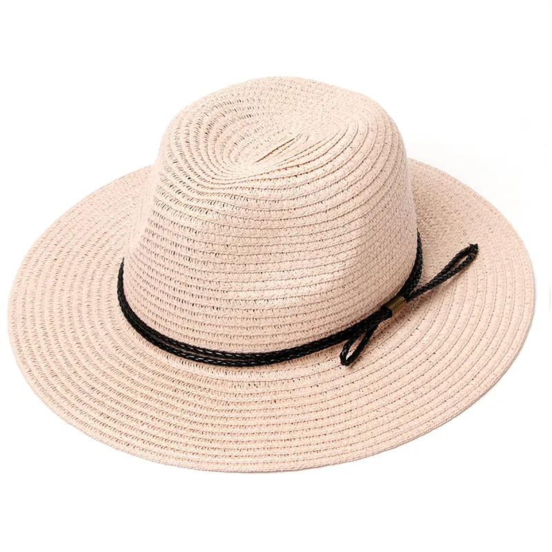 Chapeaux de soleil pour femmes Panama chapeau de paille été décontracté à bord plat chapeau de plage 2019 réglable pliable dames Sombrero326N