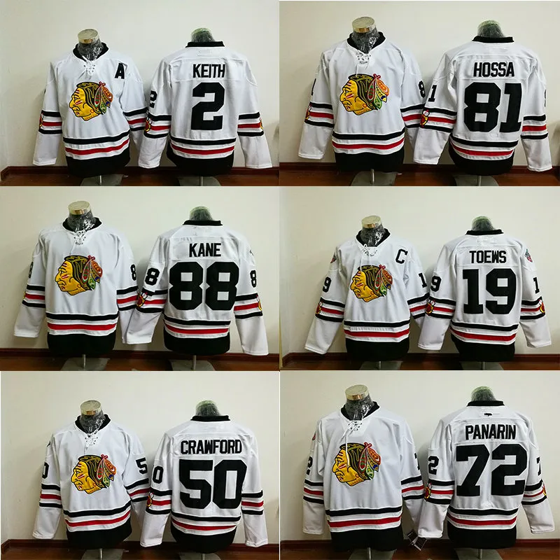 Chicago Blackhawks 2017 Winter Classic Weißes Eishockeytrikot 88 Patrick Kane 19 Jonathan 2 Keith 10 Sharp 50 Crawford Eishockeytrikots