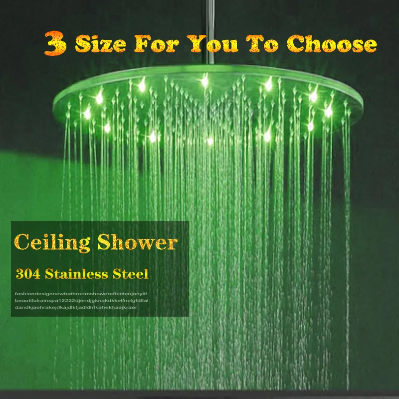 Unqie 12 Zoll 30x30 CM Runde Bad Showerhead Wasser Glow Power LED Licht Ändern Regen Duschkopf GK0236