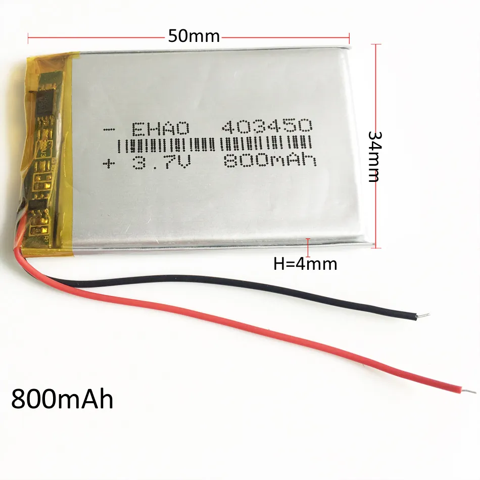 403450 3.7 V 800 mAh bateria de íon de lítio Li-Po bateria Recarregável células Para Mp3 GPS PSP Bolso E-books bluetooth RECORDER PEN