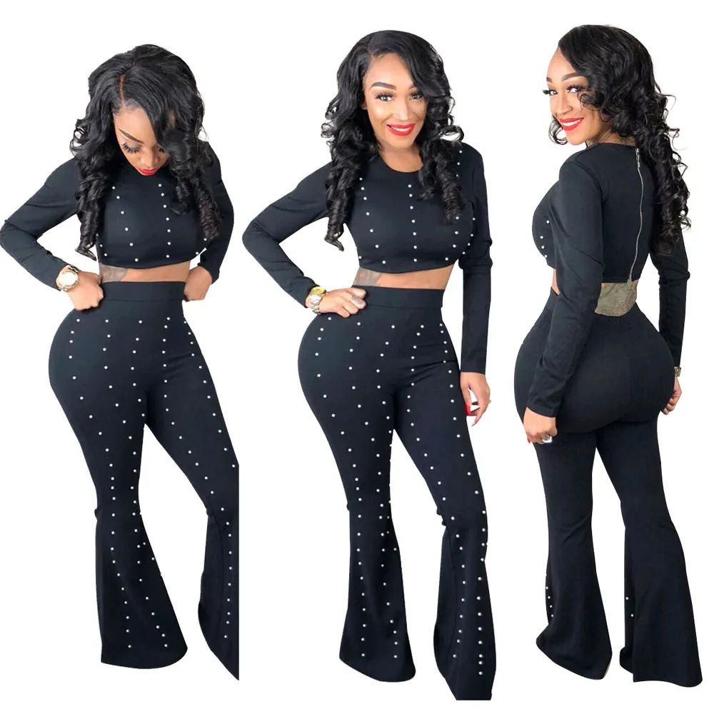 Women Clothes Two Piece Sets Woman Set Clothing Sexy Fashion Cannon Beaded Pants Womens Two Piece Nightclub Suit From Make668 51.26 DHgate.Com