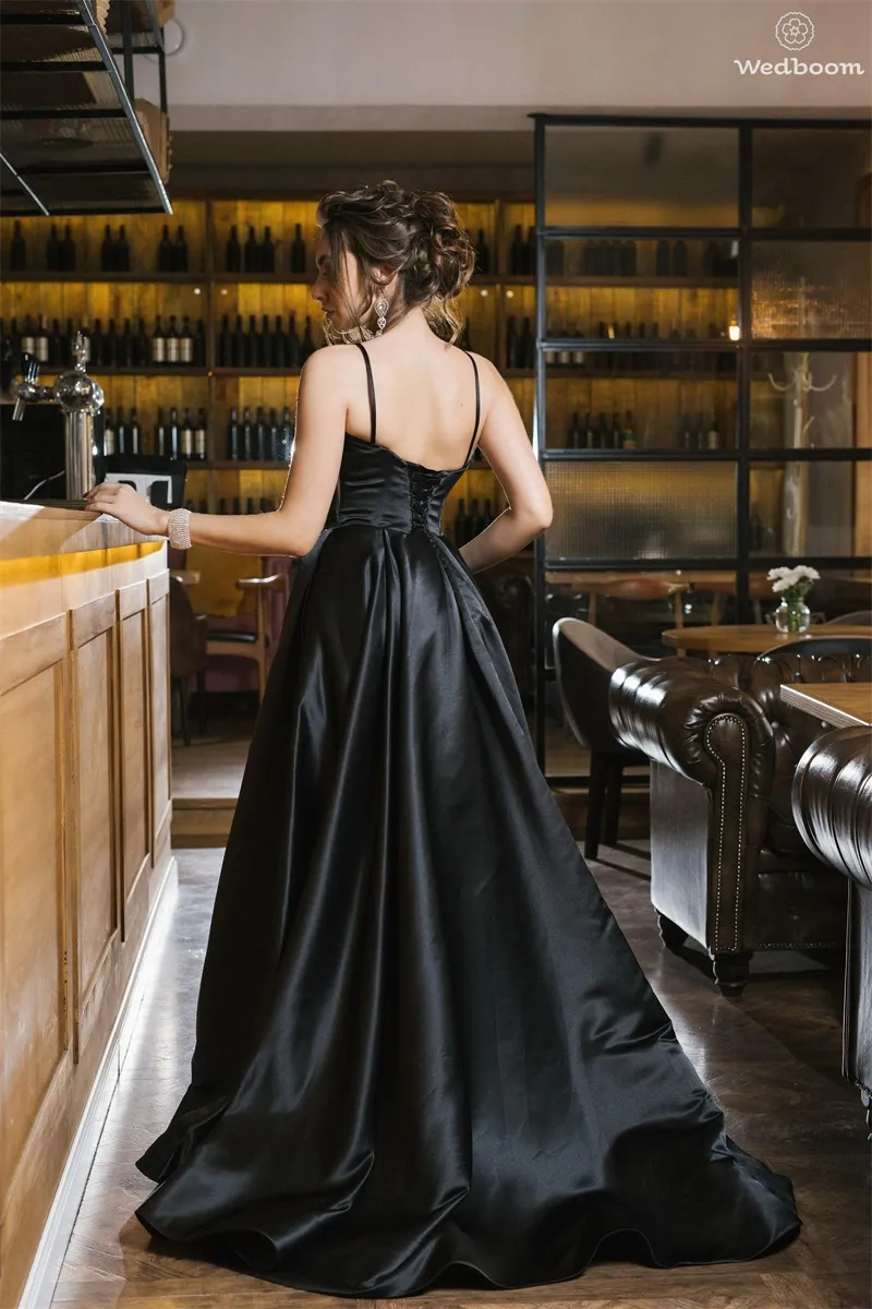 Black Spaghetti Strap Prom Dress: A Line Evening Gown... From Freesuit,  $92.27 | DHgate.Com