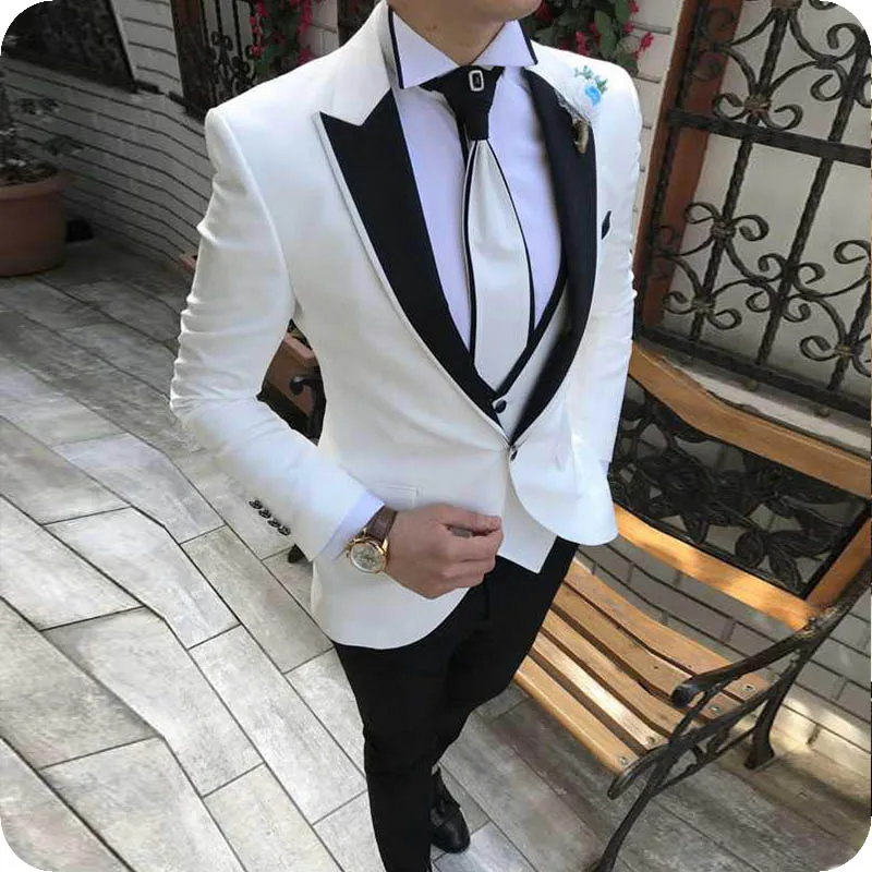 thumbnail image 2 of Men's White Tuxedo Dinner Jacket – Three Button, Polyester, Made In USA, Great Shape! 2 of 5