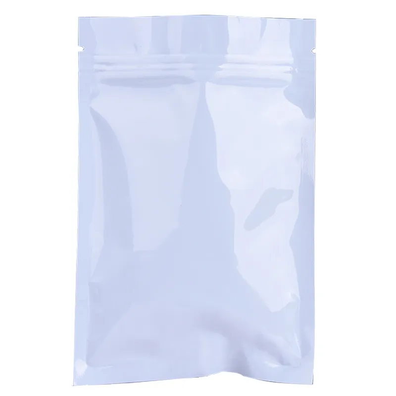 200 pcs/lot sacs d'emballage en papier d'aluminium Mylar blanc 6*8 cm fermeture à glissière fermeture à glissière sac de stockage des aliments vide en plastique vanne d'alimentation pochettes thermoscellées