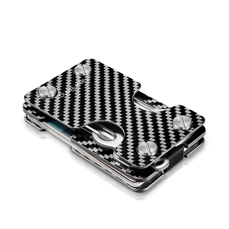 Sleek Carbon Fiber Money Clip With Cash Strap, Credit Card