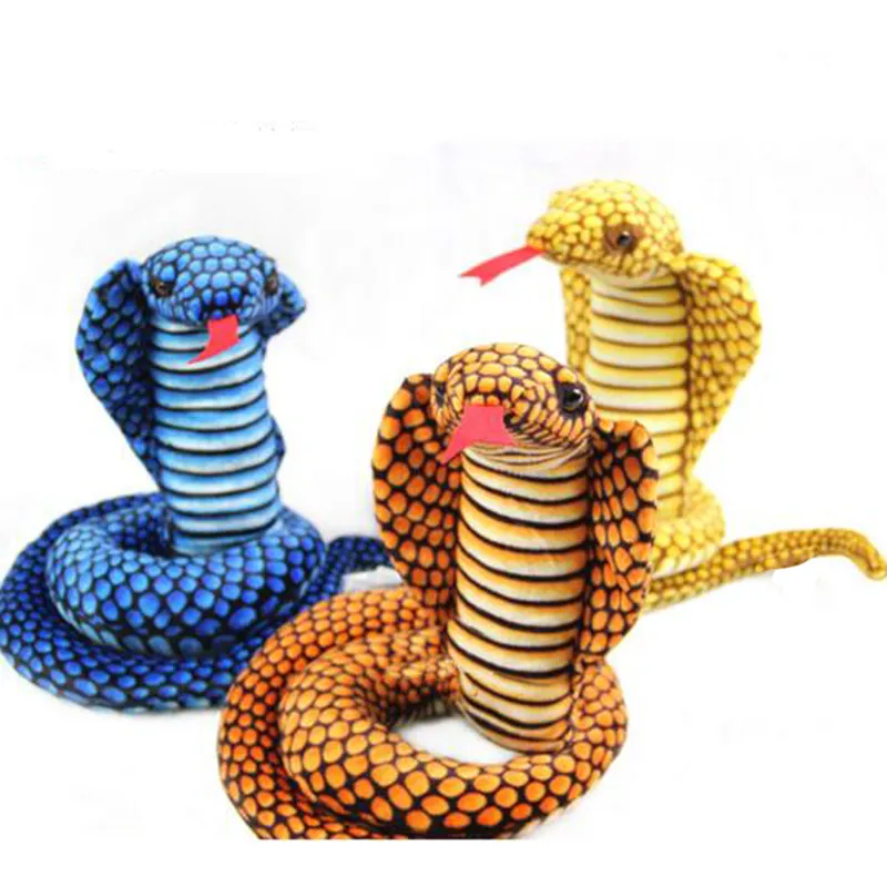 Realistisk fylld Cobra Body Curled Dolls Plush Snake Toys Tricky Toy Presenter för Barn Blue Green Brown 10 "