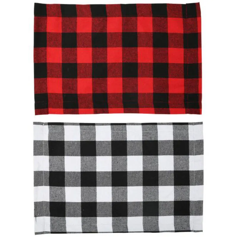 Christmas Buffalo Plaid & Burlap Placemats Double Sided Reversible