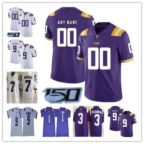 Custom LSU Tigers 2019 Football Any Name Number White Purple Joe