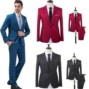 Tute Suit Wedding Maschio Blazers Slim Fit per gli uomini Costume business formale del partito Abiti da lavoro Abiti formali (Jacket + Pants)