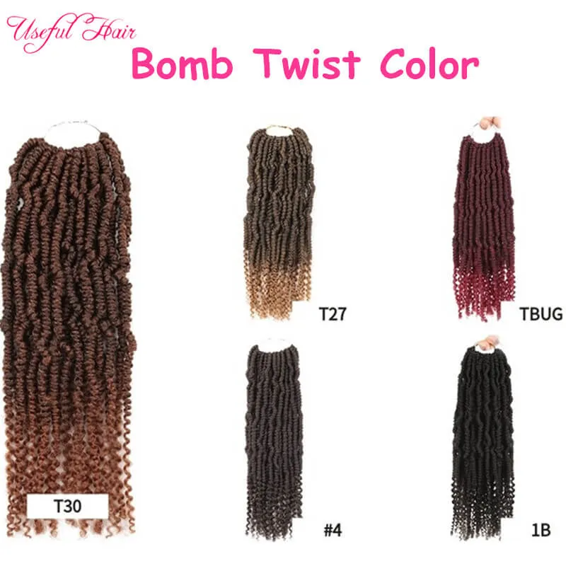 18 "Ny Bomb Twist Braiding Hair Crochet Braids Syntetisk Twist Braid Ombre Bomb Braiding Hair 24Strands / Pack Afro Kinky Twist Afro Marley