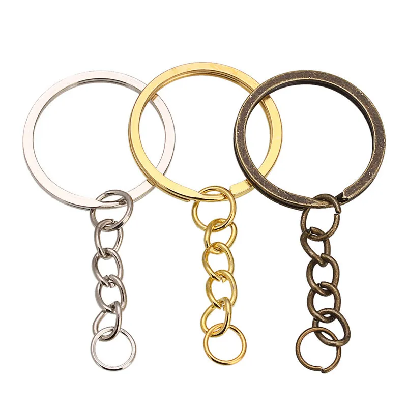 XINYAO-30-pcs-lot-Key-Ring-Key-Chain-Rhodium-Gold-Bronze-Color-60mm-Long-Round-Split