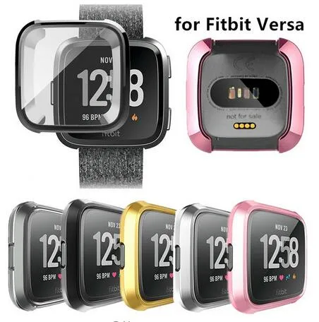 Ultra-tunt Soft Plating TPU Case Cover för Fitbit Versa Fullständigt skydd Silikonfodral Användbara enheter SmartWatch Protector New