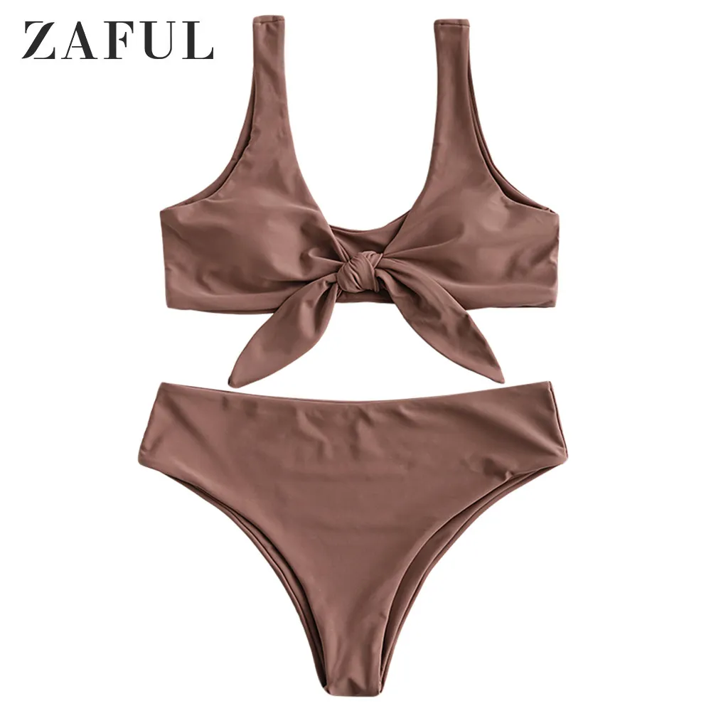 Zaful tie front sales padded bikini set