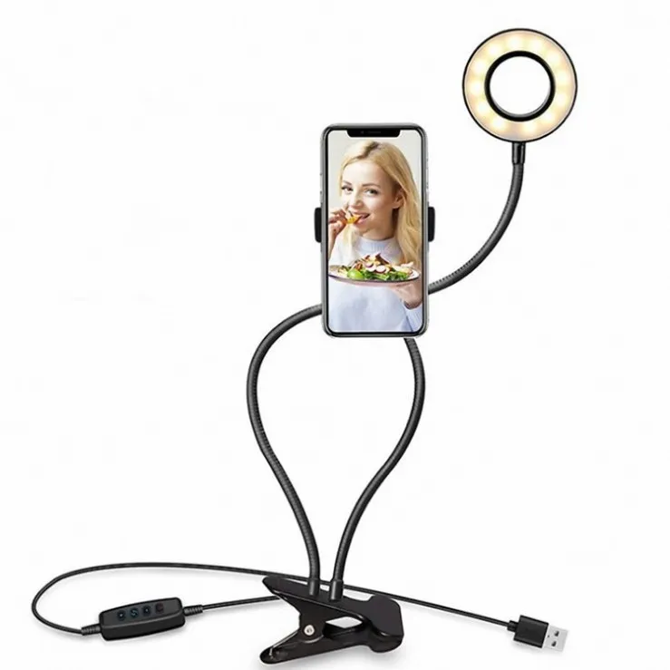 Lighting Selfie Ring Light with Cell Phone Holder Stand for Live Stream Makeup LED Camera Lighting