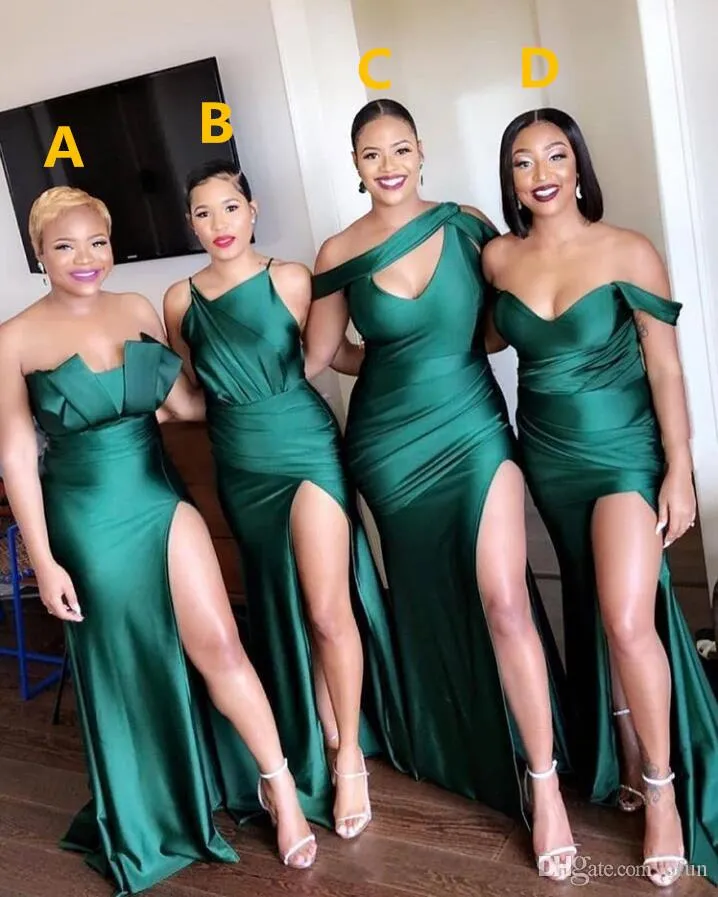 Cheap Simple Sexy Plus Size African Off Shoulder Mermaid Bridesmaid Dresses for Black Girls Floor Length Wedding Guest Maid Of Honor Gowns