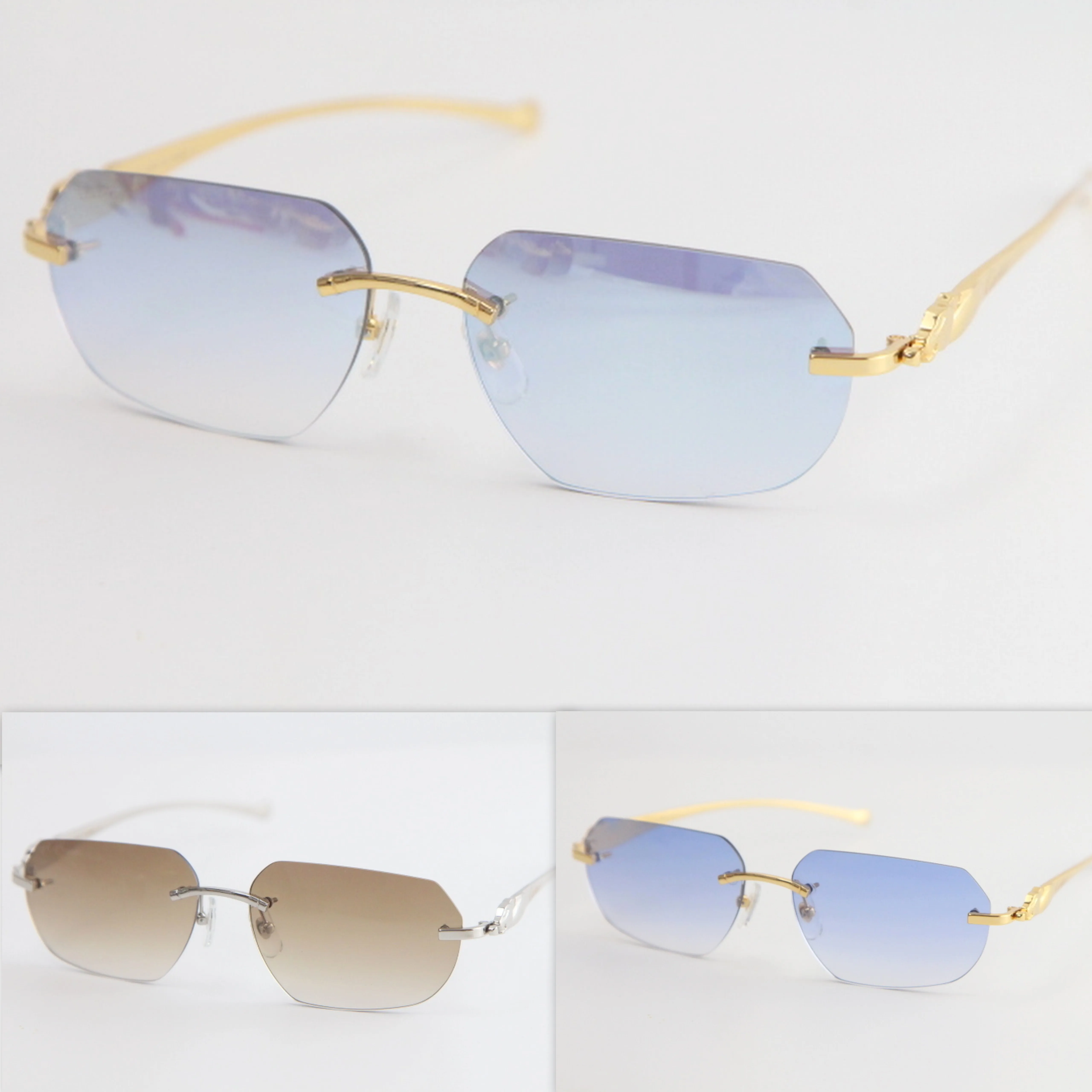 Rimless Oversized Square Sunglasses Gold Metal Frame UV400 Lenses XLUMIO Metal Rimless Sunglasses Women Men Retro Big Frame  main image 4