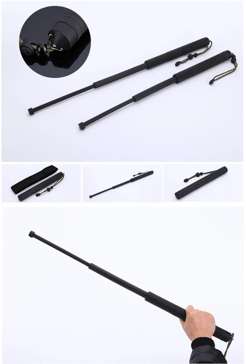 Wholesale Self Defense black Three Extendable Lightweight crowbar Rejection Stick Plastic Survival camping Protective gear free shipping