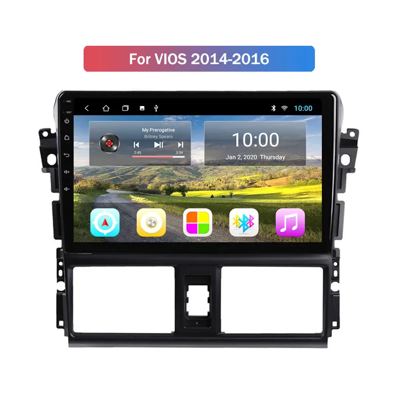 2G RAM 9 pouces Android 10 lecteur vidéo Dvd Gps de voiture pour Toyota VIOS 2014-2016 Radio multimédia Navigation stéréo unité principale