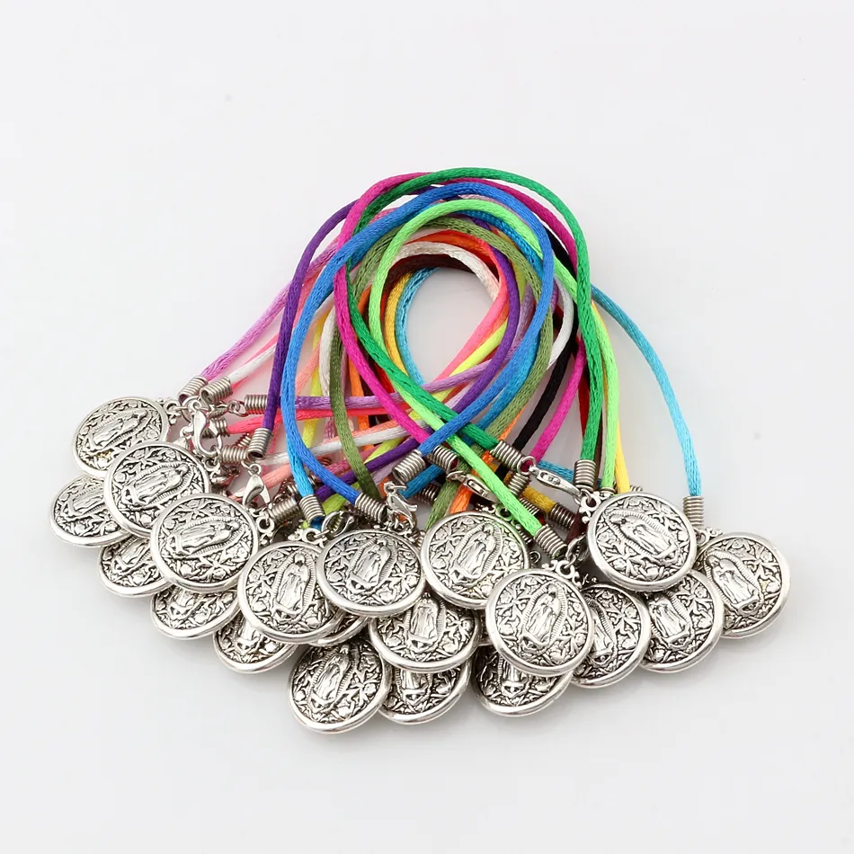 30pcs/lots Antique silver Virgin Mary alloy religion Charms Pendants Chinese knot wire Bracelet Party Gifts C-11