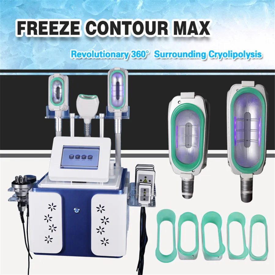 Cryolipolysis Fat Freezing Body Slimming Machine Fat Freeze Lipo Laser Cavitation Lövsugning Celluliter Borttagningsmaskiner med tre 360 ​​° omgivande kryohandtag