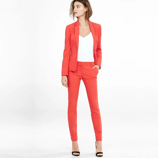 Women Pant Suits Formal Work Wear Womens Long Sleeve Blazer With Trousers  Office Plus Size Suit Orange From Dunhuang555, $92.47