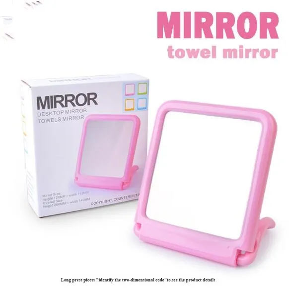 Miroir de maquillage pliant miroir de serviette carré contracté