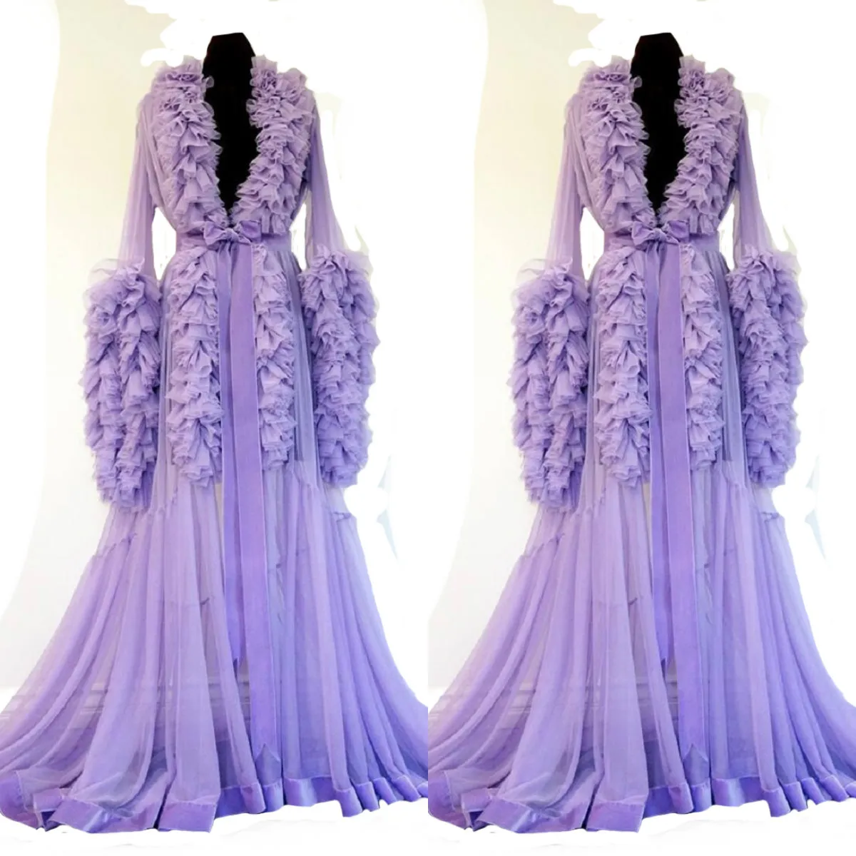Beautiful Purple Robe Long Train Wedding Gowns Elegant Purple V Neck... From Freesuit, $83.97 ...