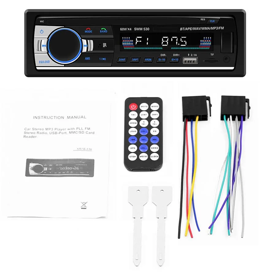 SWM-530 Autoradio 고화질 유니버셜 더블 DIN LCD 자동차 스테레오 멀티미디어 블루투스 4.0 자동차 MP3 음악 플레이어 FM 라디오 듀얼 USB AUX