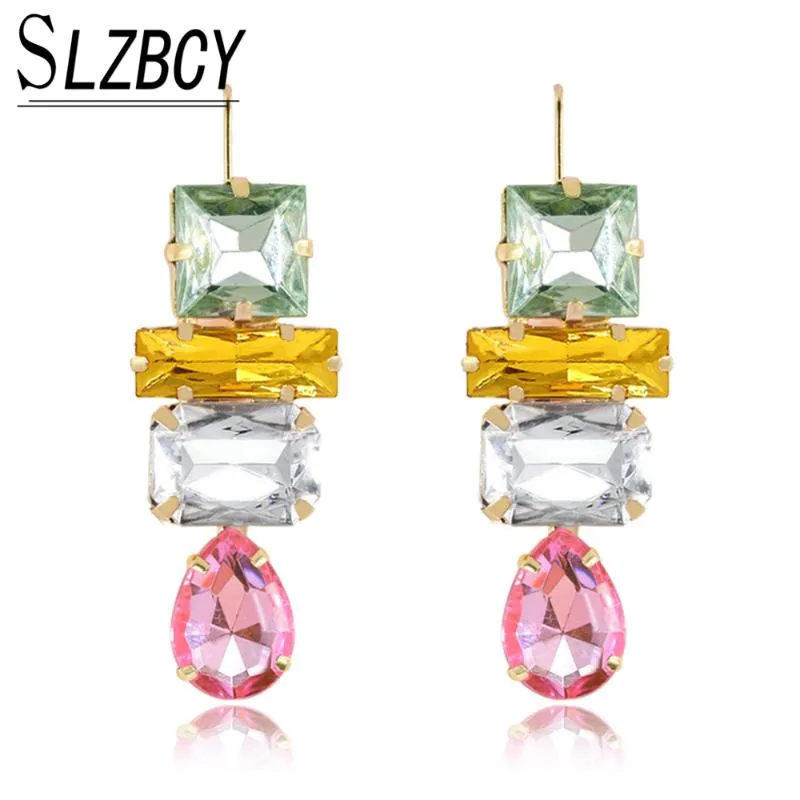 Nouvelle mode gland cristal boucles d'oreilles goutte couture couleur or longue balancent boucle d'oreille pour les femmes mariage déclaration bijoux