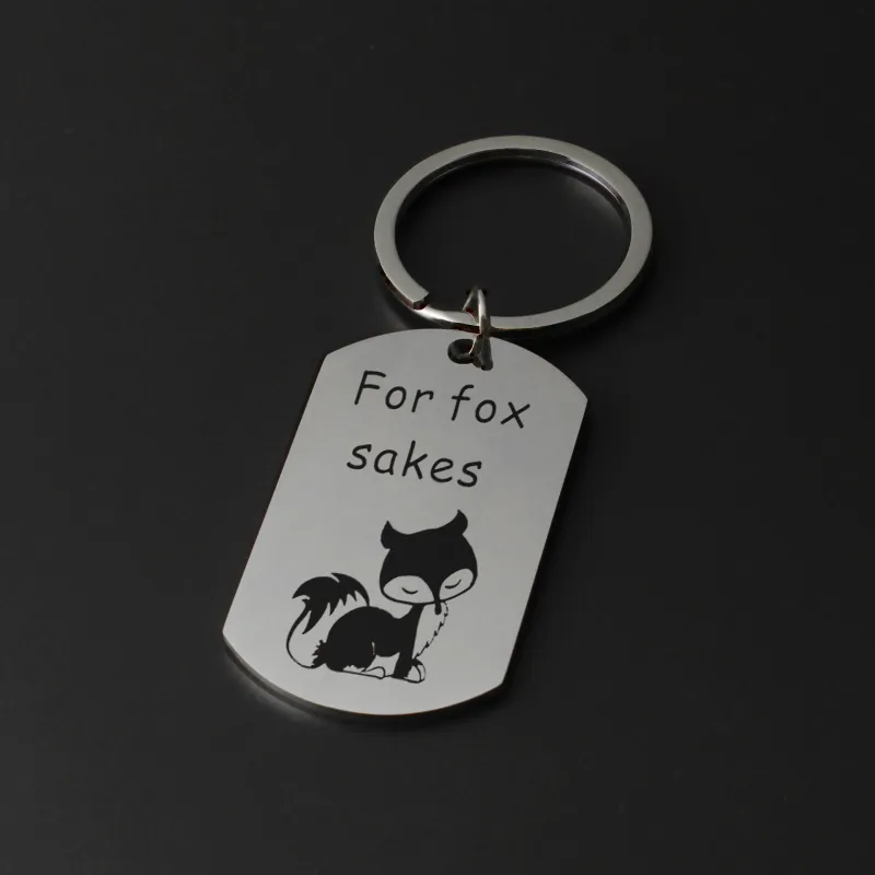 Für Fox Sake Schlüsselanhänger Edelstahl Fuchs Tier Natur Geschenk Fuchs Schmuck Lustiges Freundschaftsgeschenk beste Freunde Schmuck